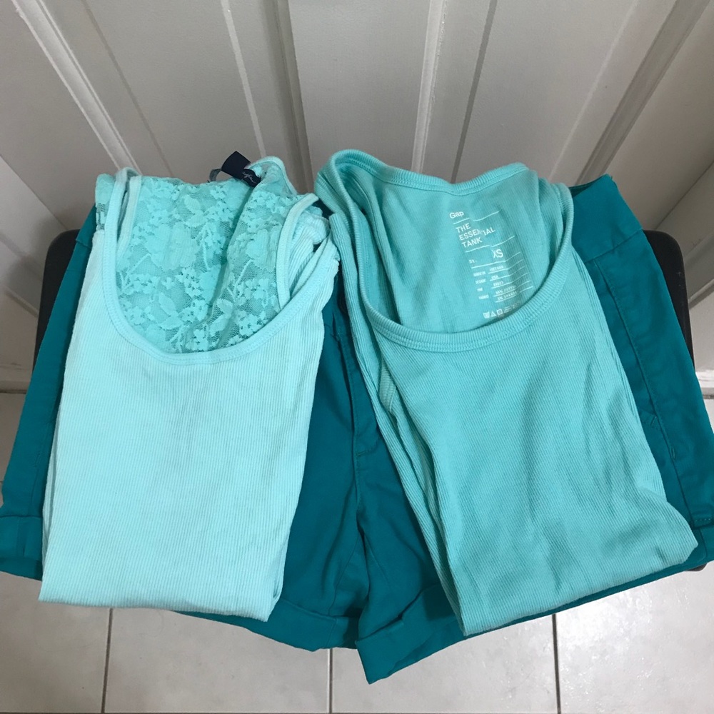 Summer bundle turquoise shorts and tank top AE